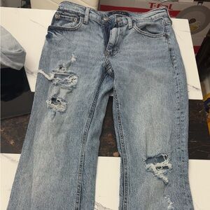 Aeropostale Classic Blue Ripped Straight Jeans